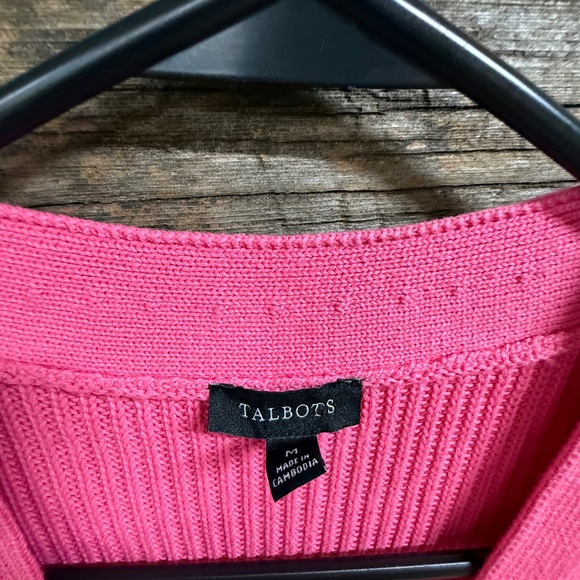 Talbots Raspberry vneck button front cardigan, Med - Picture 3 of 5